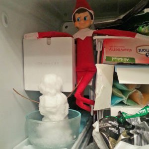 elf on the shelf with snowman in freezer 