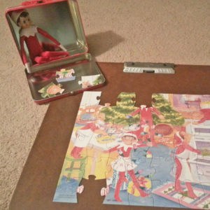 elf on the shelf with puzzle 