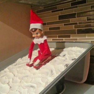 elf on the shelf goes sledding 