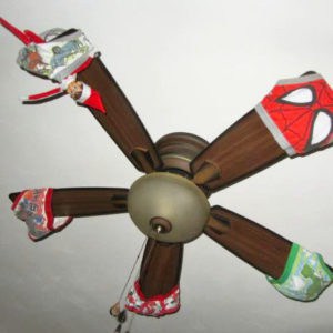 elf on the shelf with underwear on ceiling fan 