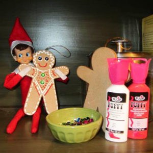 elf on the shelf with gingerbread man craft