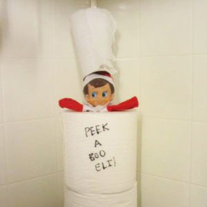 elf on the shelf peekaboo with toilet paper