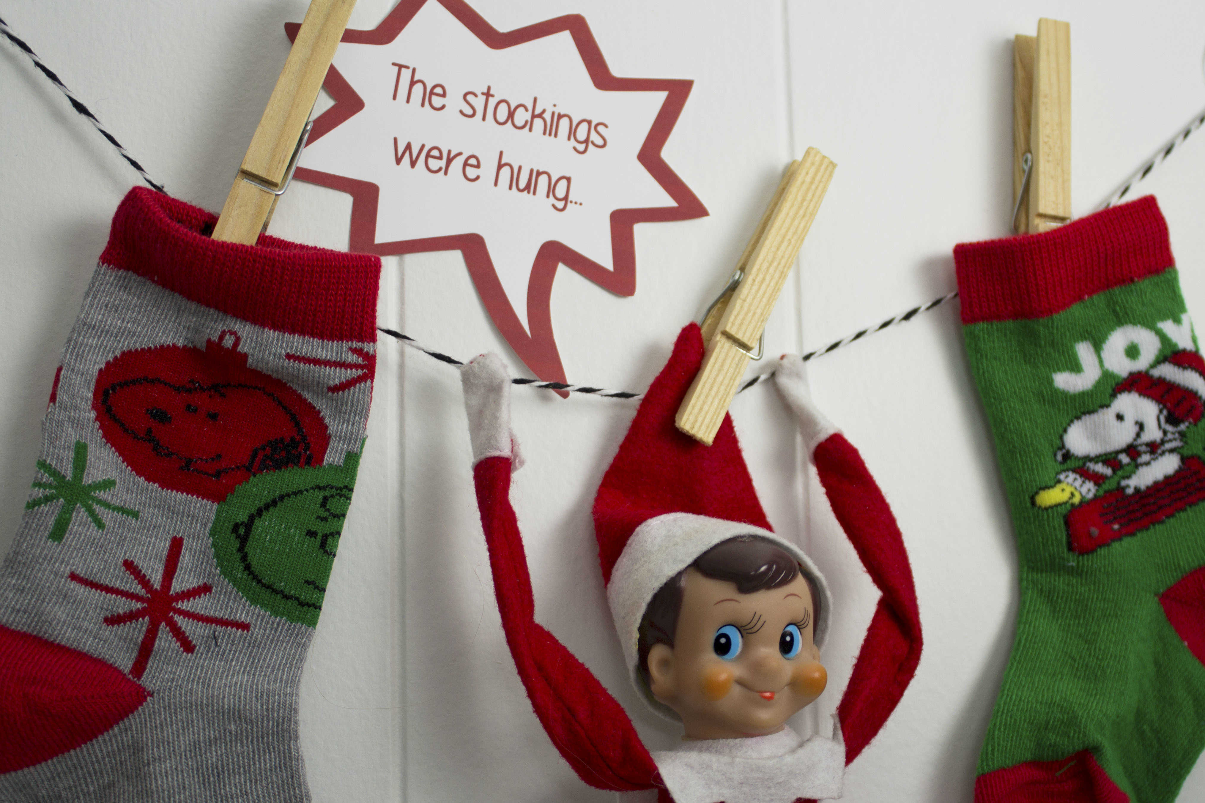 elf on the shelf hanging stockings 