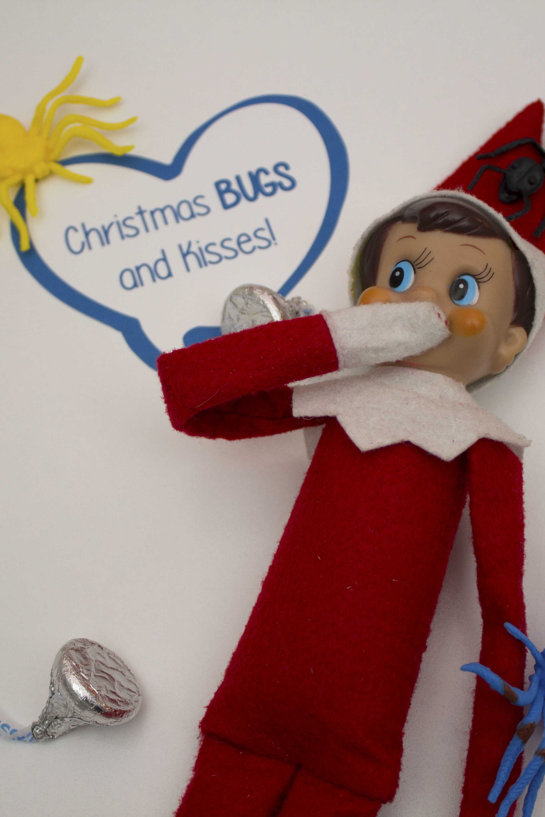 elf on the shelf with bugs and kisses 