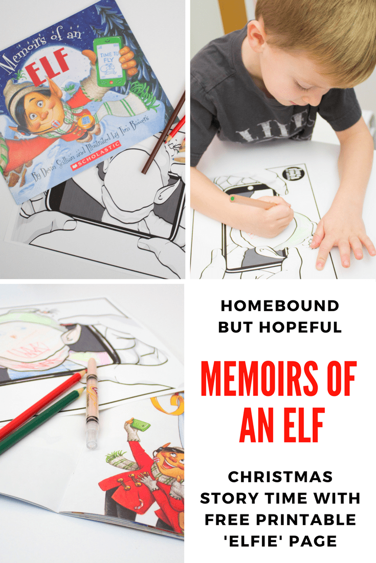 Enjoy a silly Christmas story time with Memoirs Of An Elf. Then use the free printable drawing page to let your kids imagine what they would look like if they 'took an elfie'! #memoirsofanelf #elfie #elfyourself #storytime #christmasstory #holidaystory #beyondthebook #readaloud