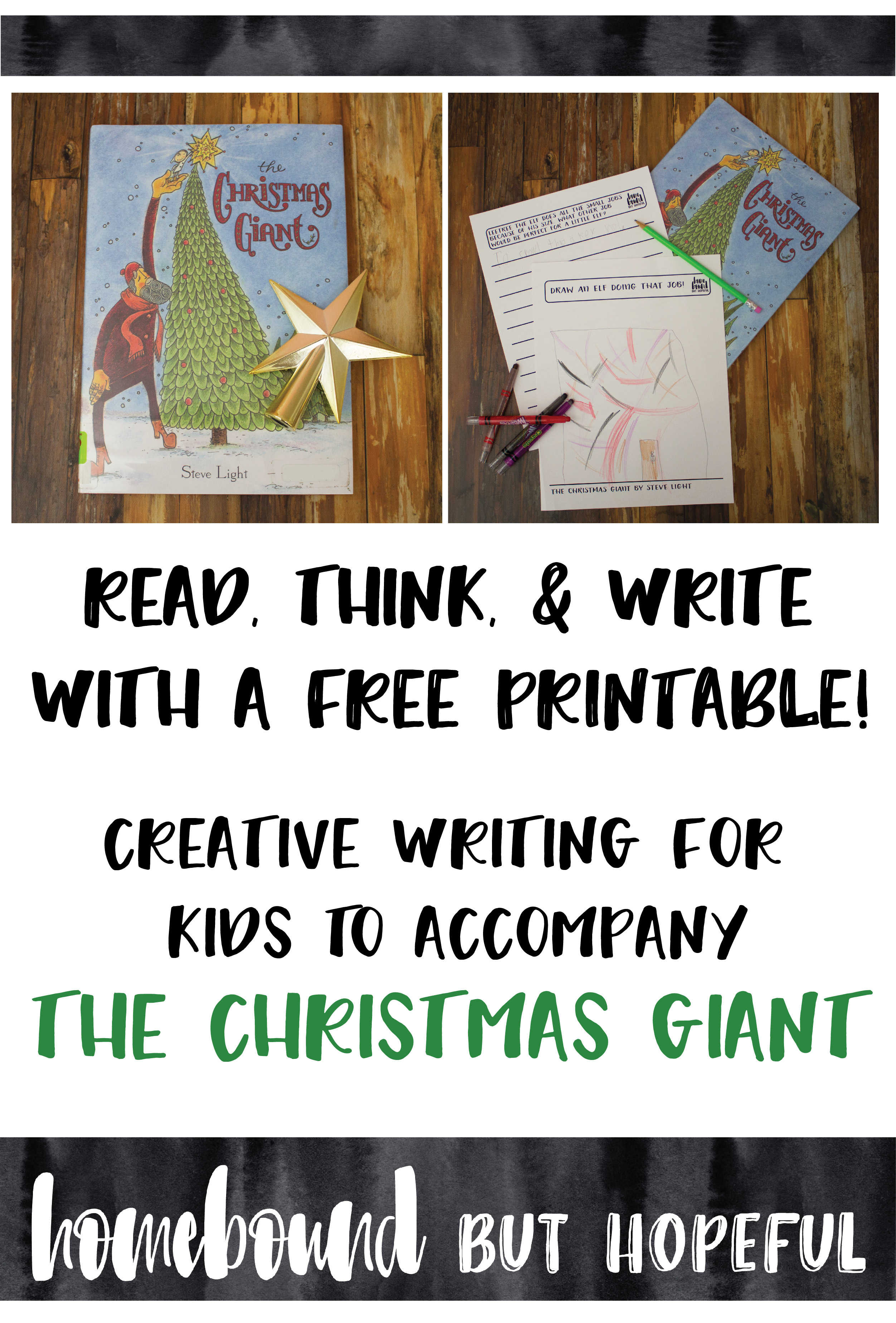Start feeling a little festive by reading The Christmas Giant with your kids. Use the free printables to continue the fun while encouraging creative thought.