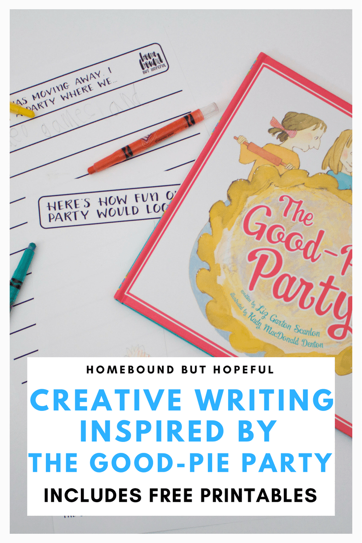 Go beyond the book while reading The Good-Pie Party with your kids. Use the printable creative writing & drawing prompts inspired by the story to talk about celebrating friendships. #beyondthebook #readingextension #creativewriting #writingprompt #earlylearning #earlyliteracy #kidlit #picturebook #thegoodpieparty