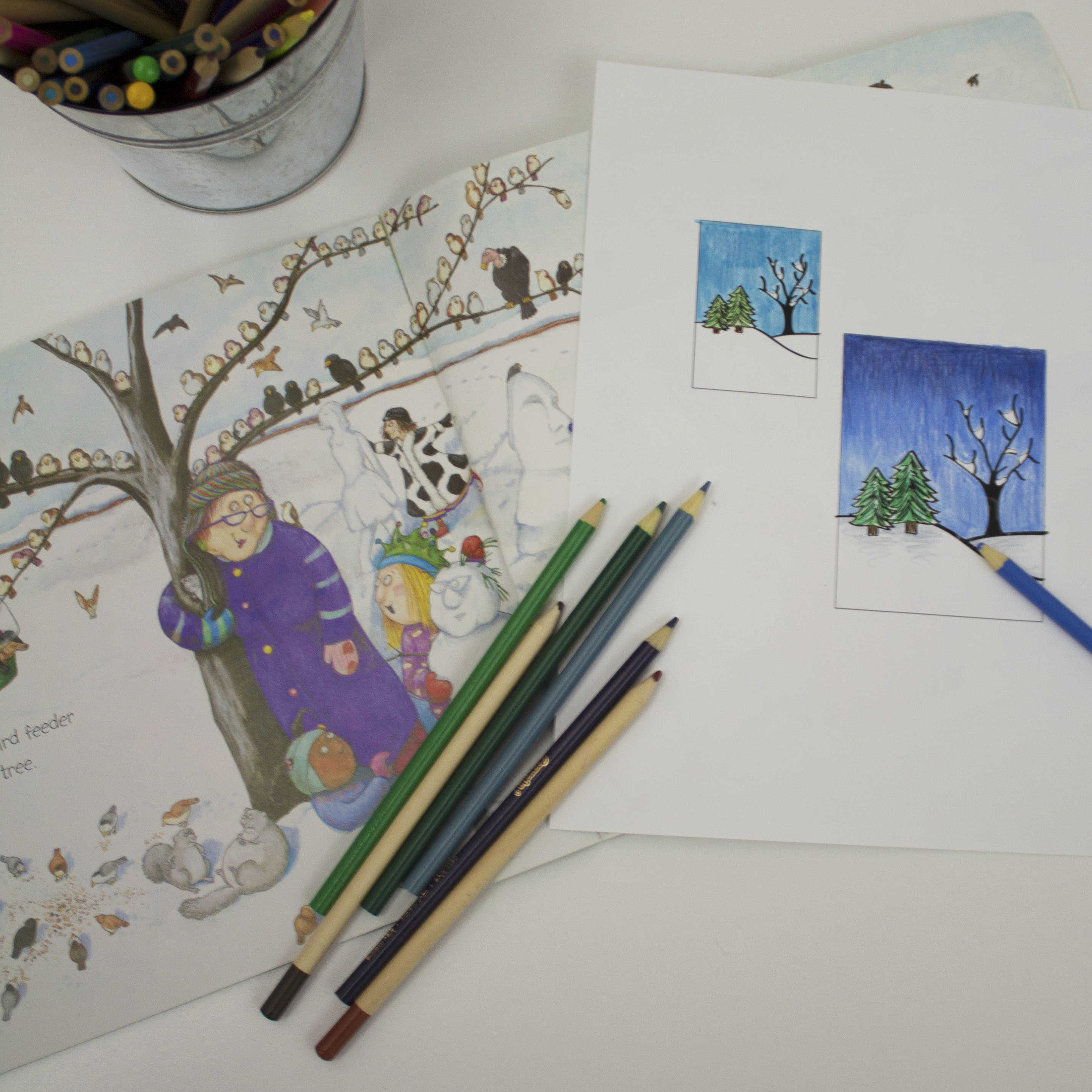 winter scene coloring 