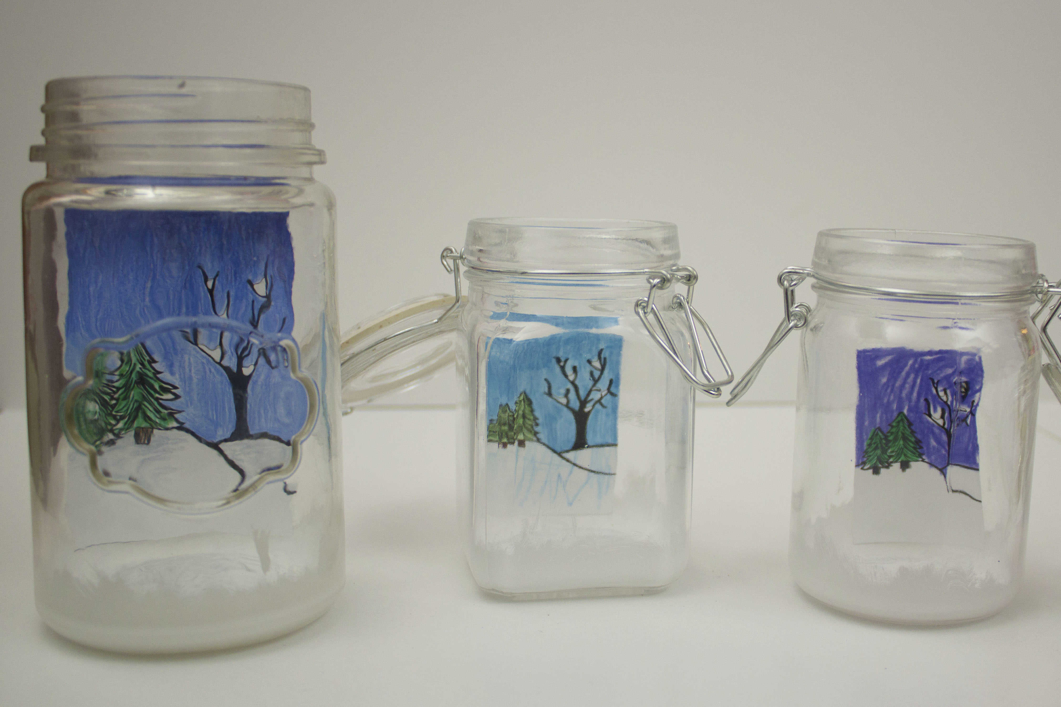 jars with scenery 