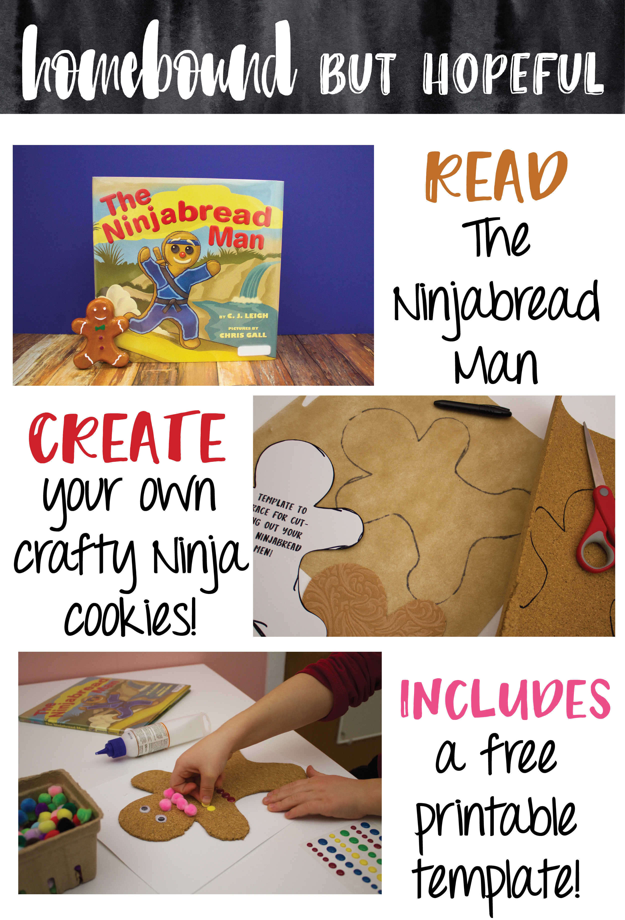 A great alternative to baking this holiday season, with a fun ninja twist! Check out the book "The Ninjabread Man" and use my free printable template to help your kids craft their very own ninjabread men 'cookies'!