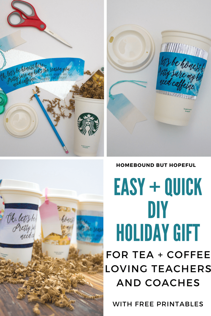 Need a cute teacher gift idea that's simple to make and sure to make any coffee lovers day? Grab the free printables to put together these adorable coffee cup gifts perfect for teachers, coaches, and bus drivers this holiday season. #teachergift #holidaygift #coachgift #busdrivergift #christmasgift #diygift #printablegift #easyteachergift