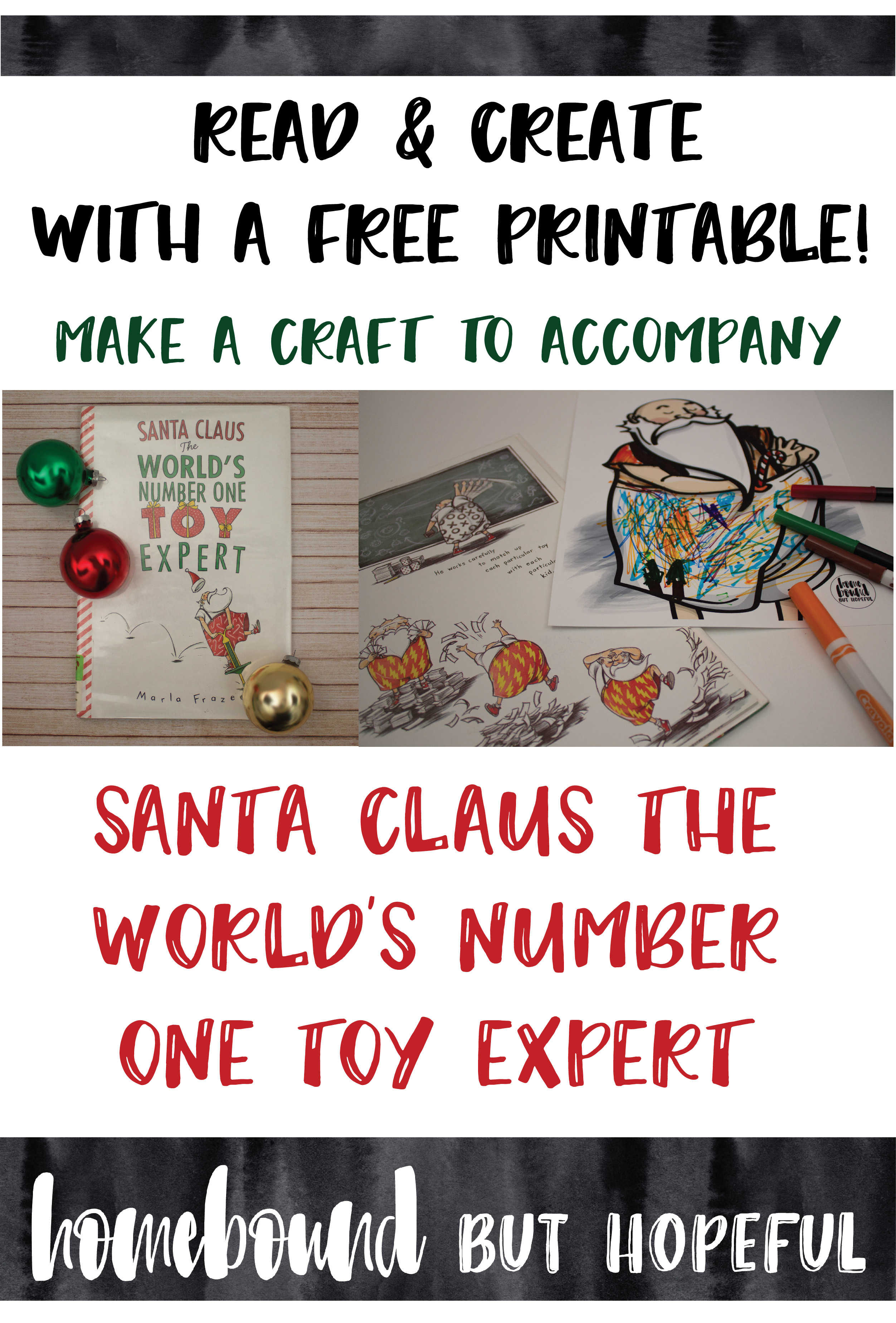 I've created a silly, simple art project to accompany the book 'Santa Claus the World's Number One Toy Expert.' Grab your free printable from the blog, and let the giggling begin!