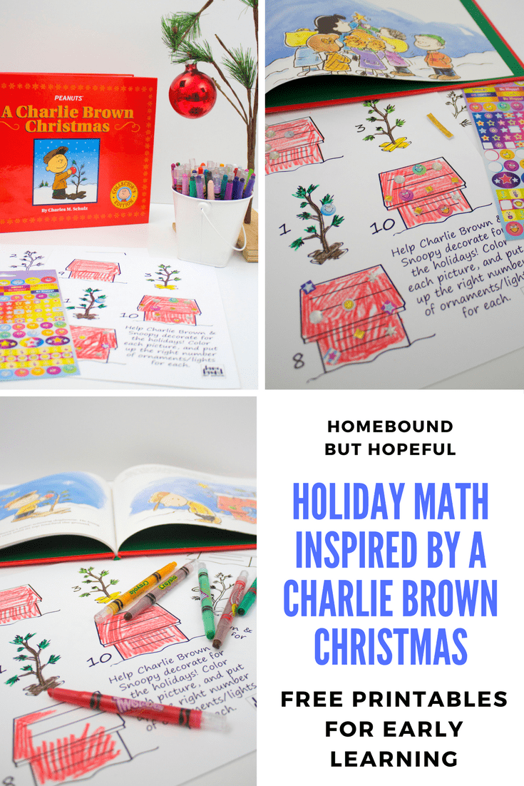 Make counting and math review fun and festive for kids with these printable activities inspired by A Charlie Brown Christmas! #acharliebrownchristmas #earlylearning #freeprintables #earlymath #beyondthebook #christmasstorytime