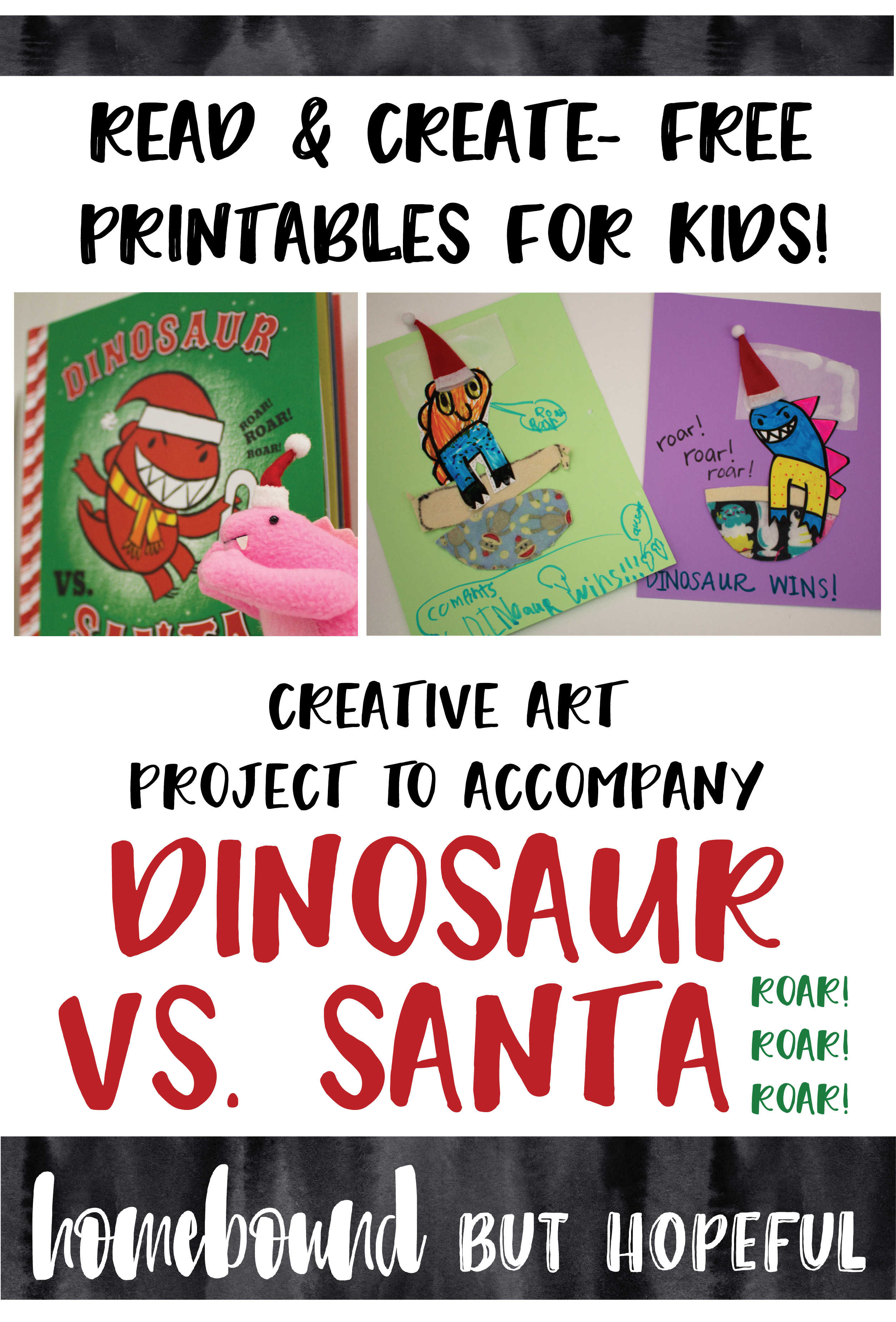 If your kids are big fans of Bob Shea's 'Dinosuar Vs.' series like mine is, they will love this cute craft I created to correspond with "Dinosaur Vs. Santa". Perfect for a mid-December project!