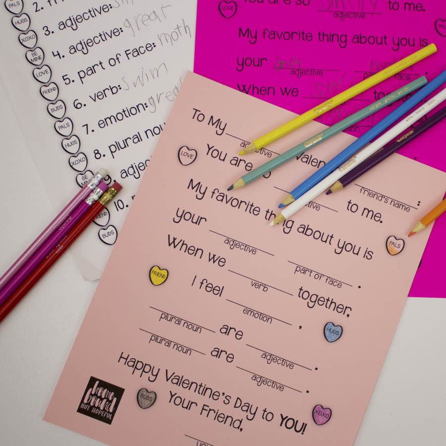 silly printable mad lib valentine