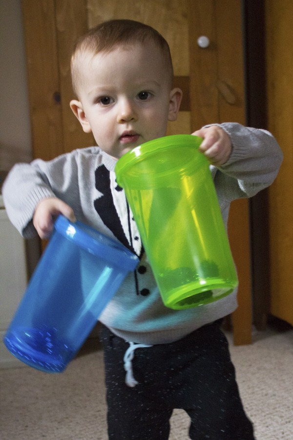 blue and green noisemakers