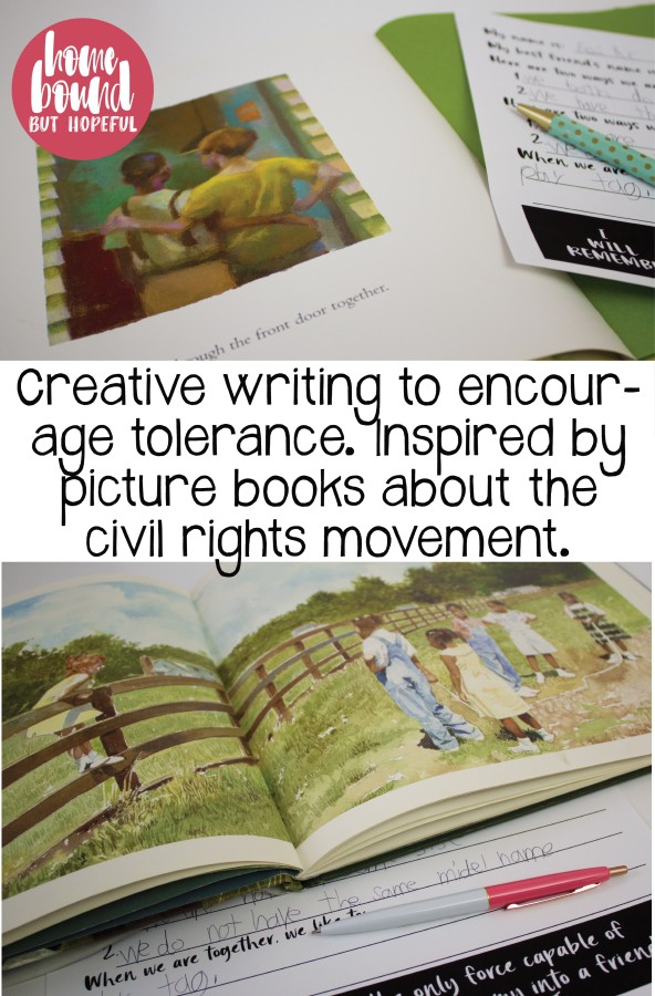 Looking for a great way to reinforce the importance of tolerance and diversity with your kids? Free printable for creative writing activity that was inspired by 2 picture books about the civil rights movement. 