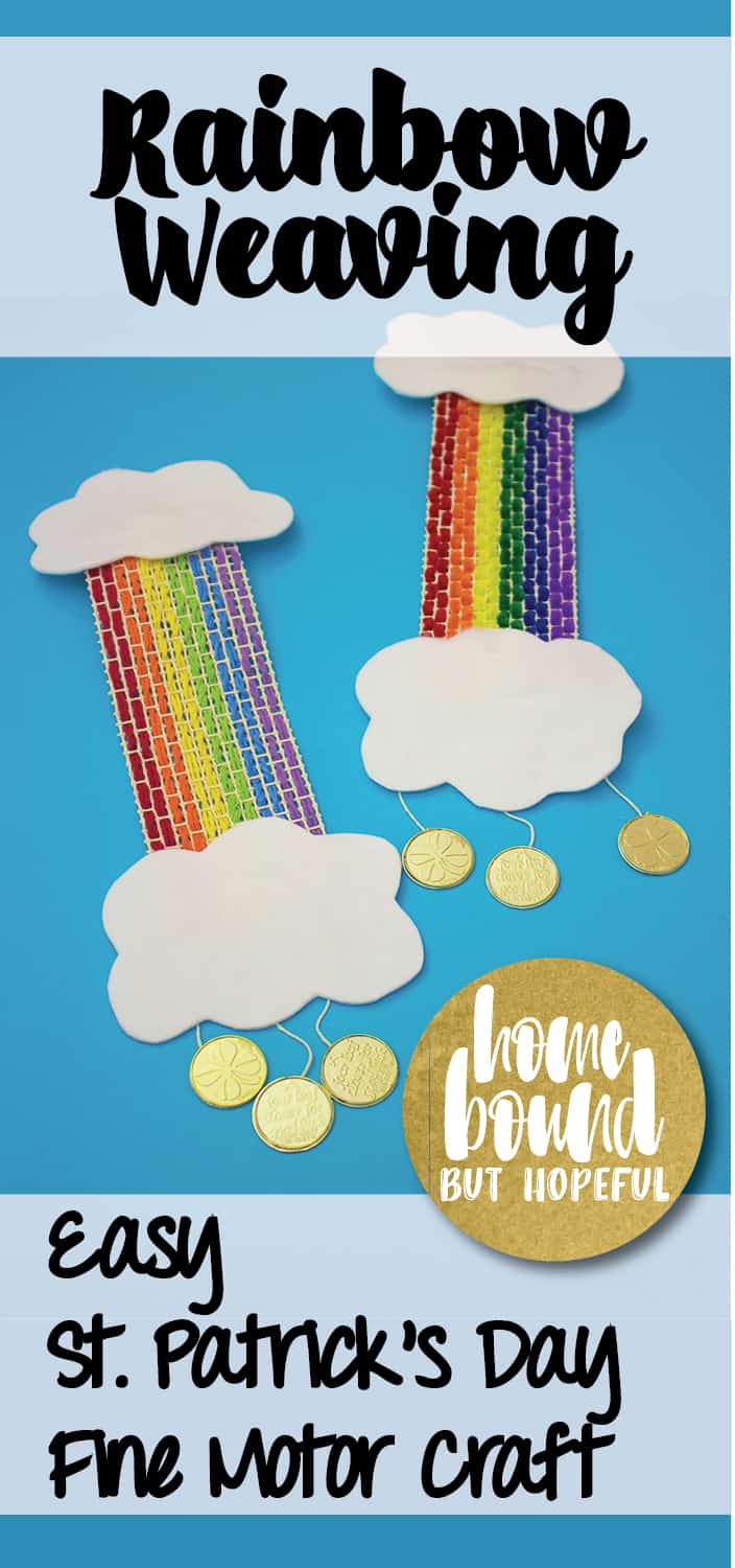 Keep little fingers strong and nimble while preparing for St. Patrick's Day with this easy rainbow weaving project! This craft is great for keeping older kids busy while strengthening their fine motor skills. And those gold coins just might attract a few week leprechauns in the days ahead!