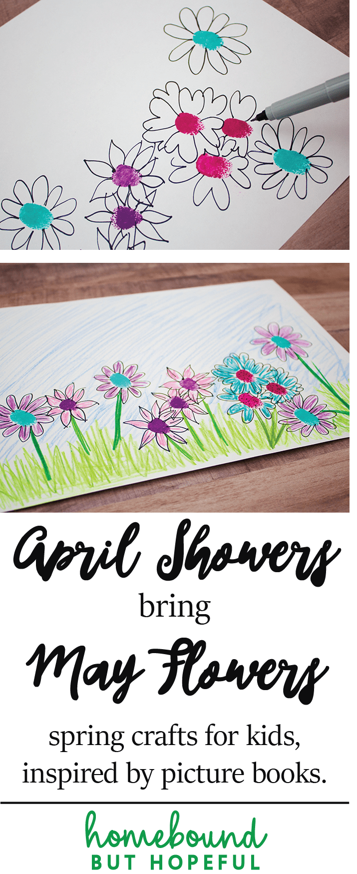 April Showers Bring May Flowers | Spring Arts & Crafts | Kid's Crafts | Inspired by Kid Lit | Art for Kids | Rain Cloud | Fingerprint Flowers