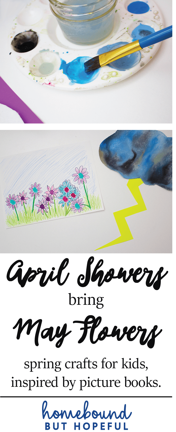 April Showers Bring May Flowers | Spring Arts & Crafts | Kid's Crafts | Inspired by Kid Lit | Art for Kids | Rain Cloud | Fingerprint Flowers