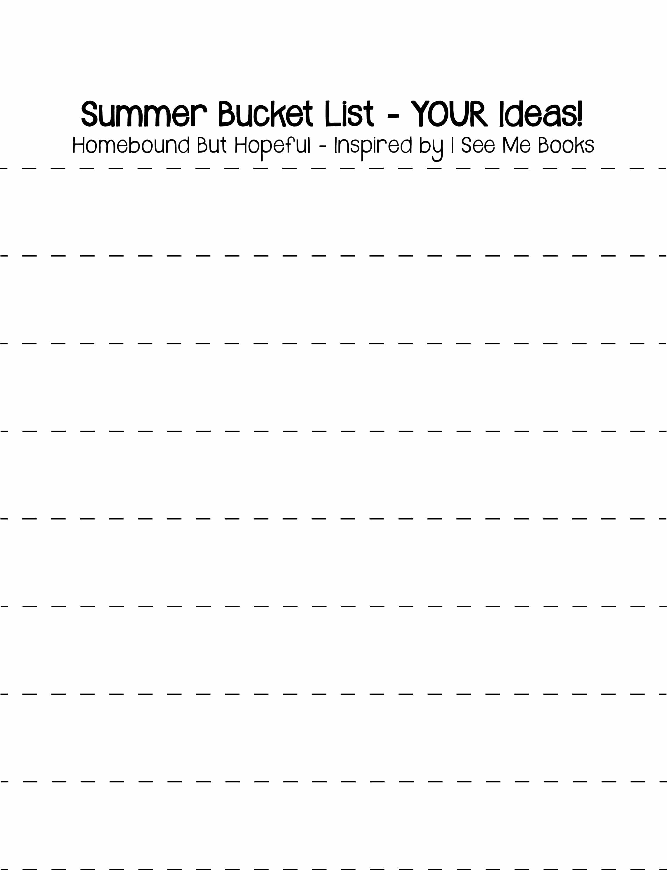 Summer Bucket List Write