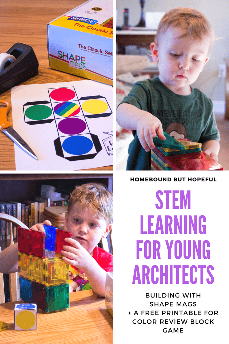 Budding architects and young engineers can jump into hands-on STEM learning with Shape Mags. [ad] Check out these cool magnetic building blocks, and grab a free printable game to help review colors while you build! #STEM #ShapeMags #earlylearning #handsonlearning #learnthroughplay