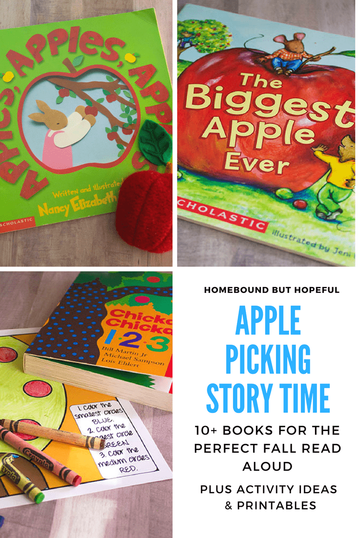 Looking for the perfect fall story time idea? Here's 10+ choices for apple picking read alouds, plus activity suggestions and printables to make learning fun! #readaloudrevival #readaloud #picturebooks #kidlit #storytime #readingextensions #beyondthebook