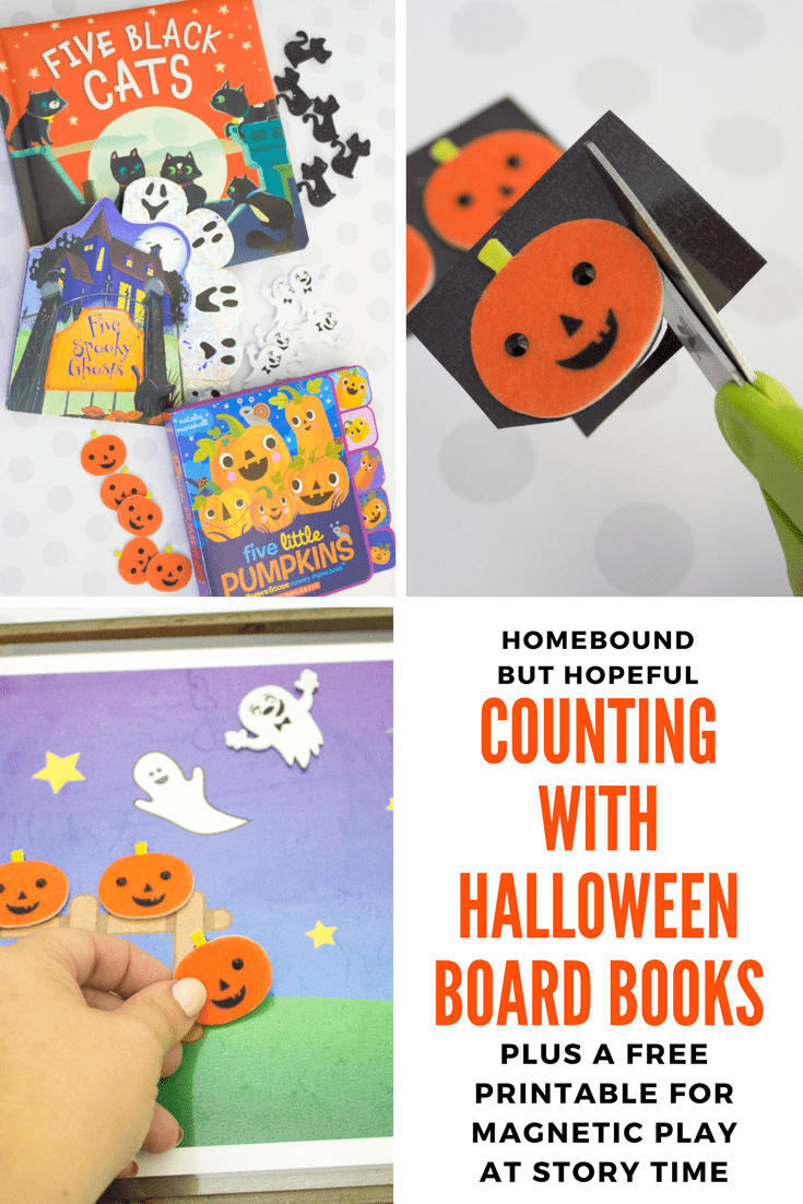 Help your kiddos feel spooky AND smart with these Halloween board books that inspire math skills! Plus, grab a free printable to create your own DIY magnetic play sets! #earlylearning #halloween #halloweenbooks #boardbooks #beyondthebook #magnets 