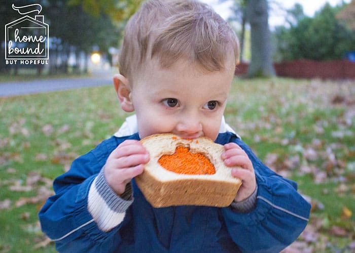 Sensory + Snack Pumpkin Picking Story Time- Sandwich Snack