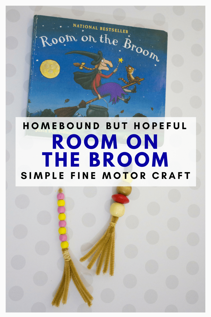 Here's a simple and fun fine motor activity for little fingers, inspired by the picture book No Room On The Broom. Perfect for a Halloween Story Time! #NoRoomOnTheBroom #Halloween #HalloweenStoryTime #KidLit #BeyondTheBook #FineMotor #SimpleCraft #KidsCrafts #KidsProjects