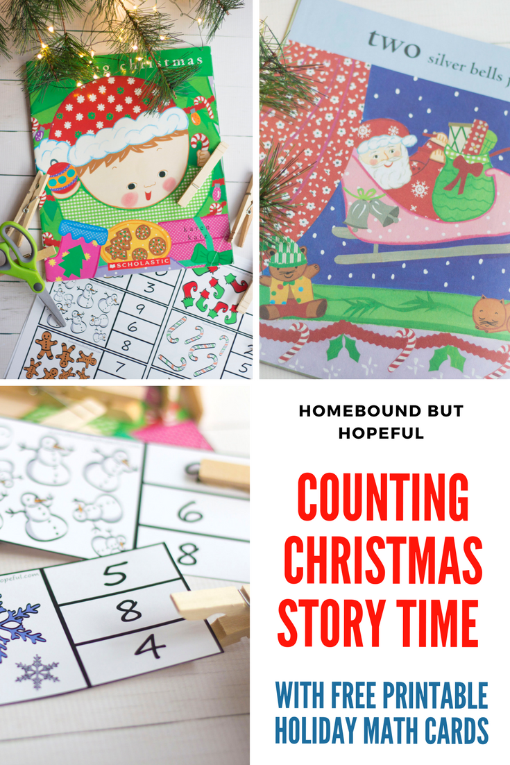 Are your kids busy counting down the days until Christmas?! Take advantage of the excitement to get a little early math practice in! Grab my free printable holiday clip cards and enjoy a story time inspired by Karen Katz's 'Counting Christmas'! #beyondthebook #storytime #readaloud #KarenKatz #CountingChristmas #earlylearning #earlymath #preschoolathome #freeprintables