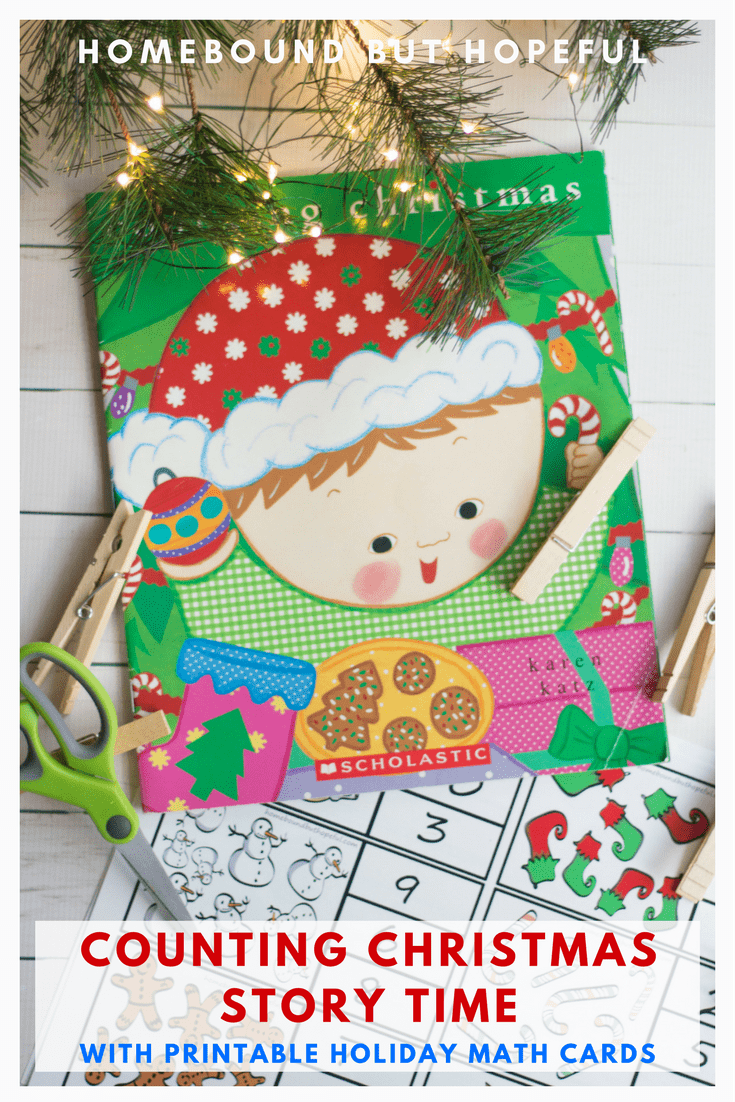 Are your kids busy counting down the days until Christmas?! Take advantage of the excitement to get a little early math practice in! Grab my free printable holiday clip cards and enjoy a story time inspired by Karen Katz's 'Counting Christmas'! #beyondthebook #storytime #readaloud #KarenKatz #CountingChristmas #earlylearning #earlymath #preschoolathome #freeprintables