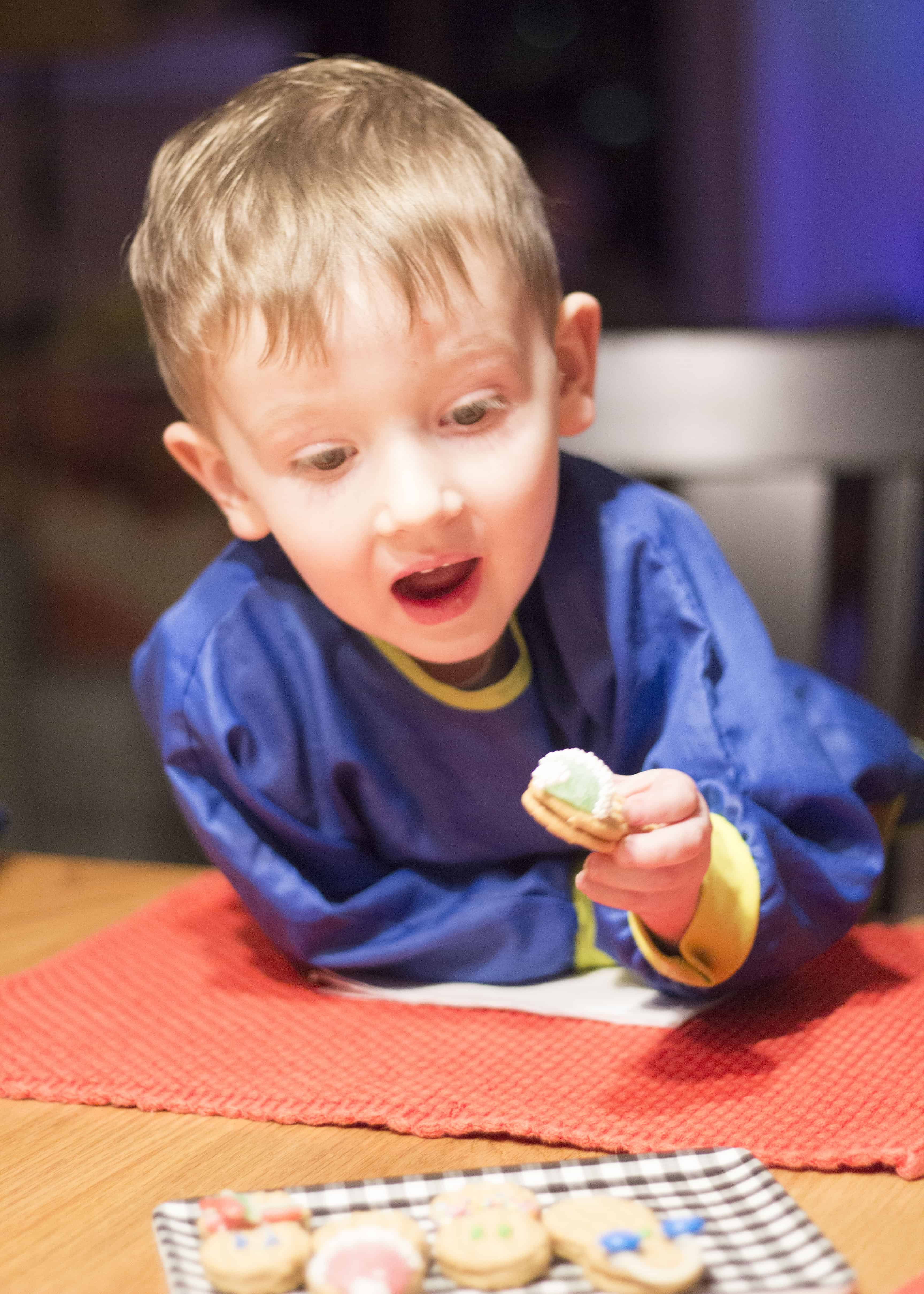 Boy with Christmas cookie