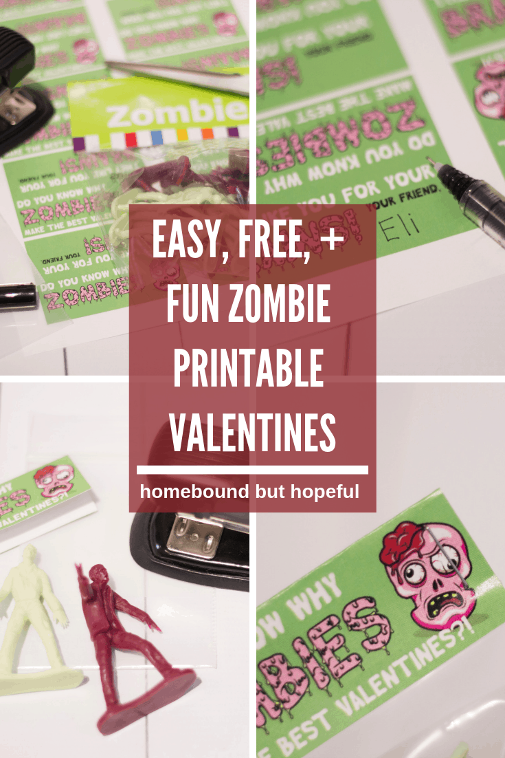 No cute hearts and cupids here, guys! Check out the fun + spooky zombie inspired free printable Valentines I put together for my 8 year old son to share with his class this year! #ValentinesDay #FreeValentines #FreePrintables #ValentinesCards #Zombies