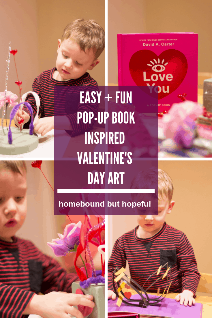 This year we grabbed a fun new pop-up book in honor of Valentine's Day. Check out this easy, fine-motor-filled 3D art project we put together after sharing the story together! #storytime #beyondthebook #readingextension #popupbook #ValentinesDay #finemotor #artsandcrafts