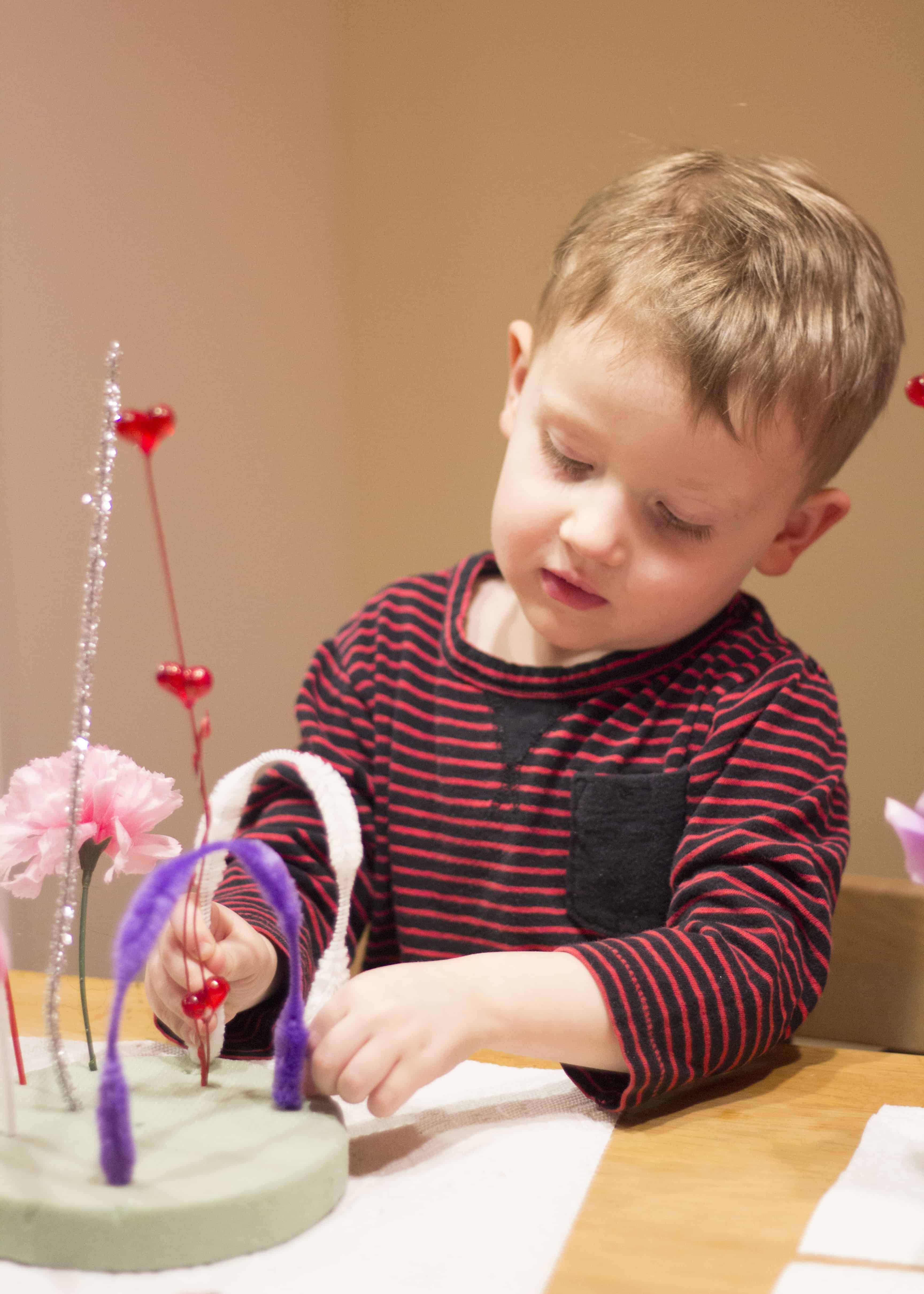 boy with 3d valentine art