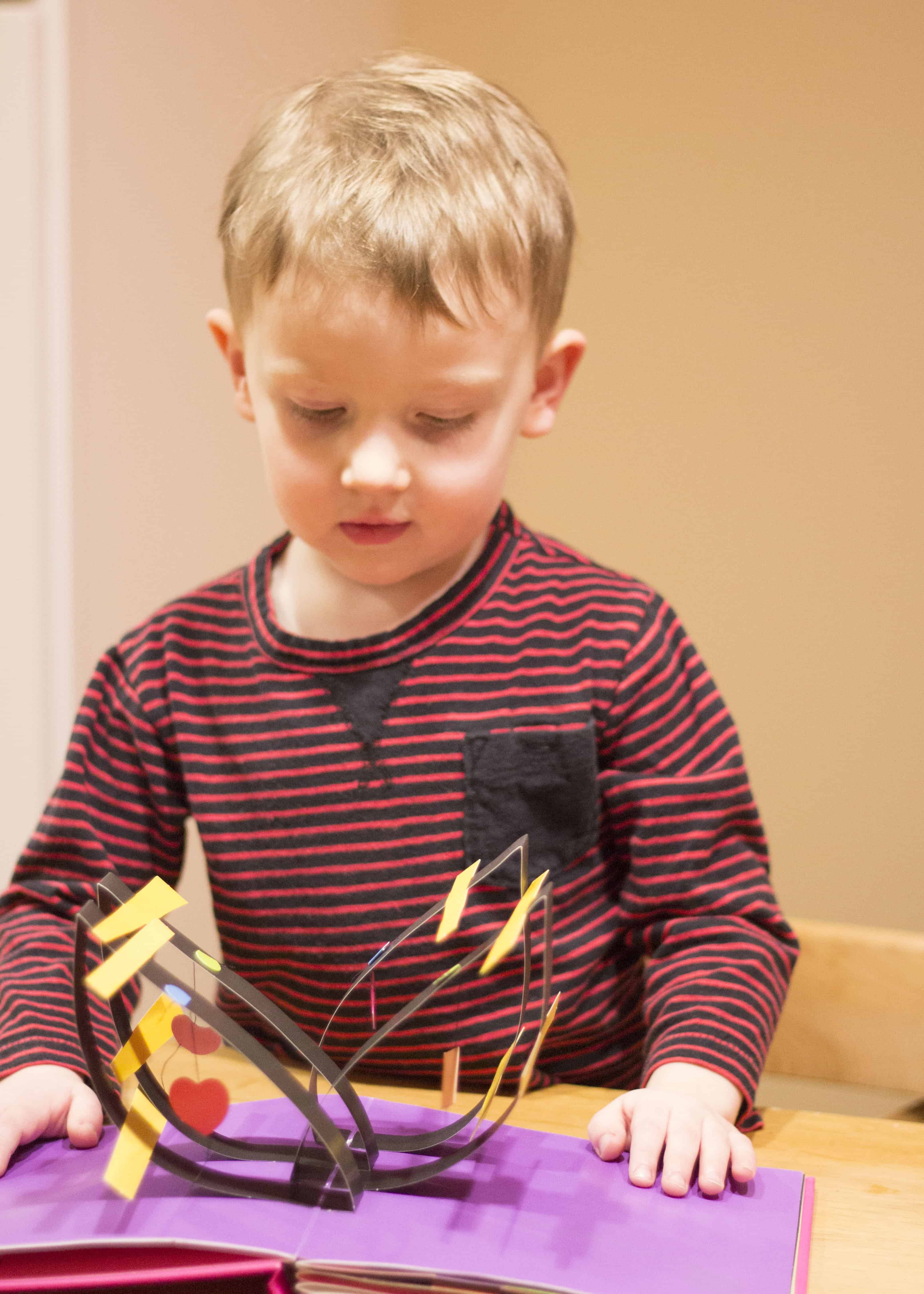 boy with pop up book