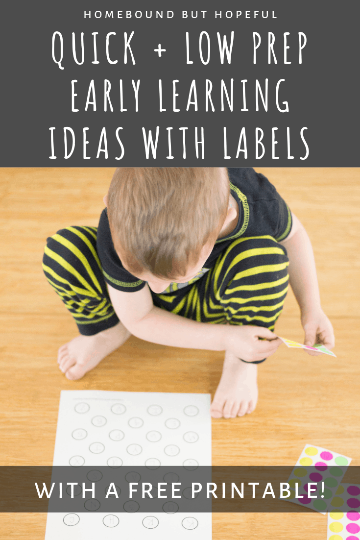 My kiddo loves learning when I disguise it as fun with stickers! Check out these super simple, very low-prep early learning ideas that use basic circle labels. I've included a free printable to make the activity even easier to prepare! #freeprintable #earlylearning #earlyliteracy #homeschool #totschool #preschool #prekindergarten #playfullearning