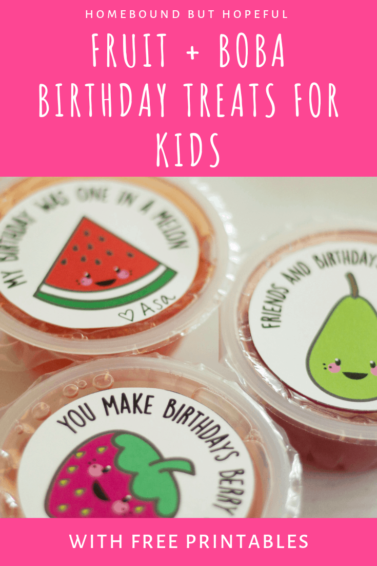 Check out how quickly I put together boba birthday treats for a preschool class, using Del Monte cups and my free printables. #birthdaytreat #freeprintables #classtreats #happybirthday