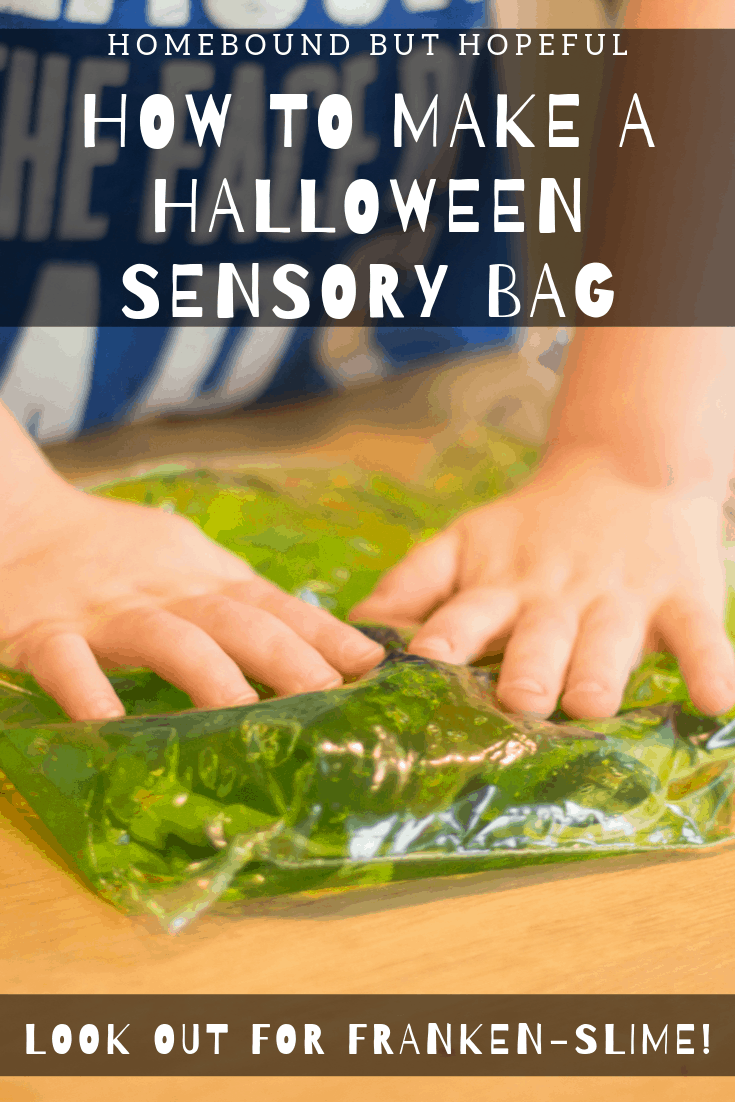 If squishing and rearranging a monster's face sounds like fun for your kids, you'll want to check out how we made this Franken-Slime Halloween Sensory Bag! #preschoolactivities #earlylearning #frankenstein #slime #Halloween