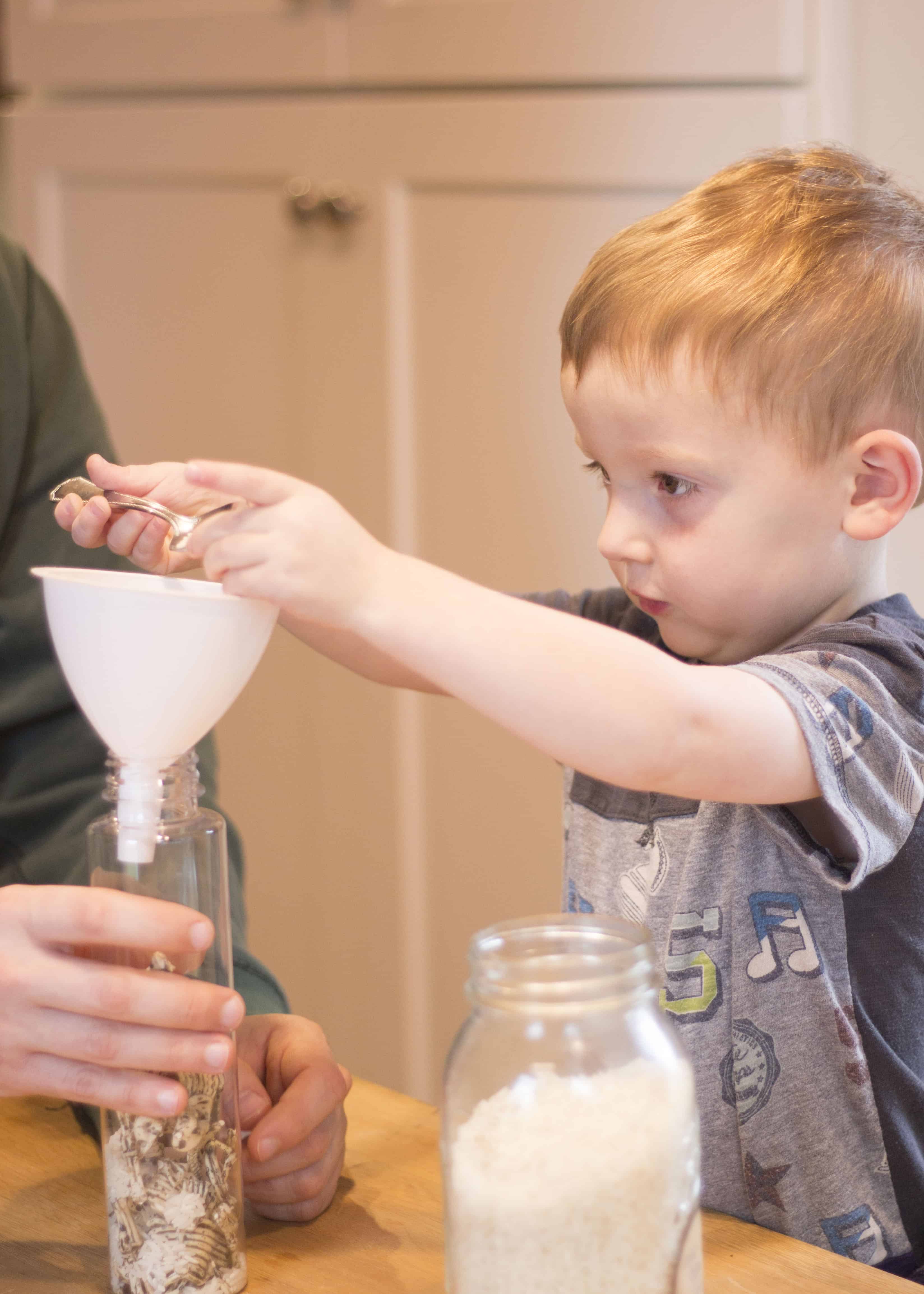 PUTTING RICE IN SENSORY BOTTLE