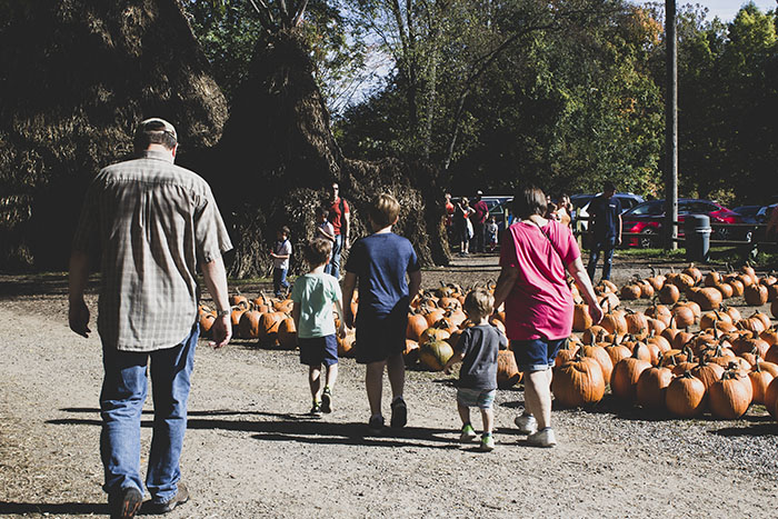 family at farm market