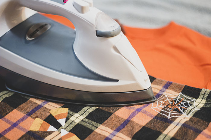 ironing diy pumpkin shirts