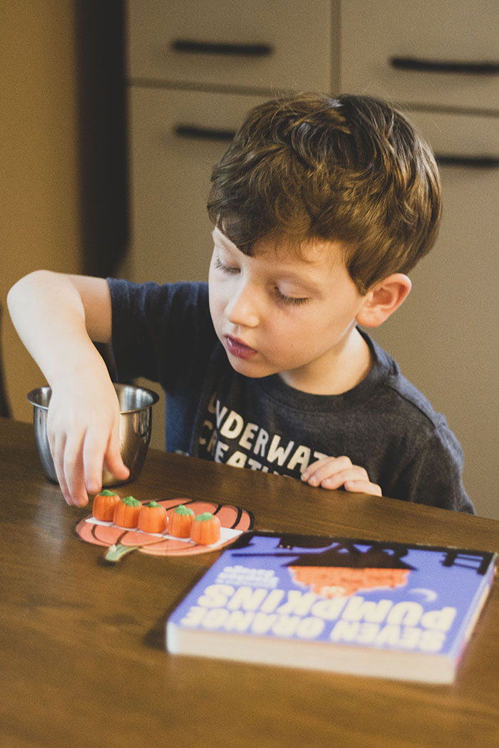 Halloween Story Time Math Seven Orange Pumpkins