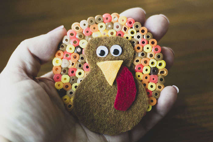 ORANGE PERLER BEAD TURKEY