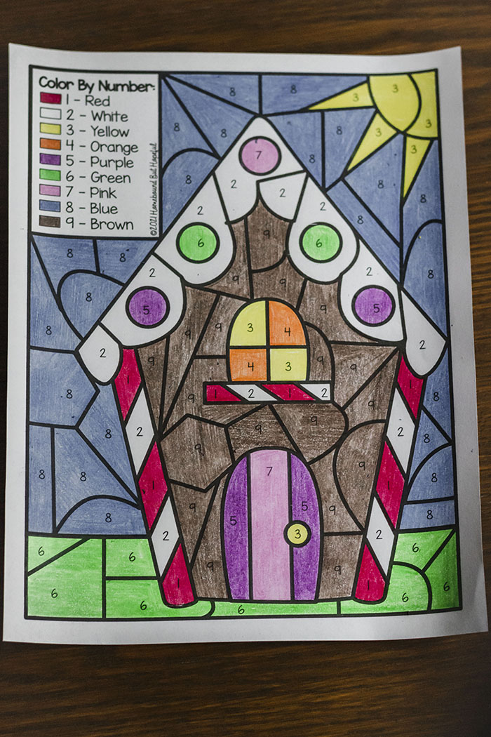 GINGERBREAD HOUSE COLOR BY NUMBER